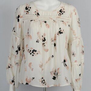 NEW Frazzle Blouse Top XL BOHO Peasant Flowy Floral Cottagecore balloon slv NWT